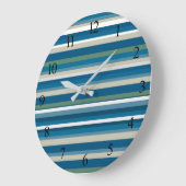 青、白、緑のストライプ ラージ壁時計 (傾斜)
