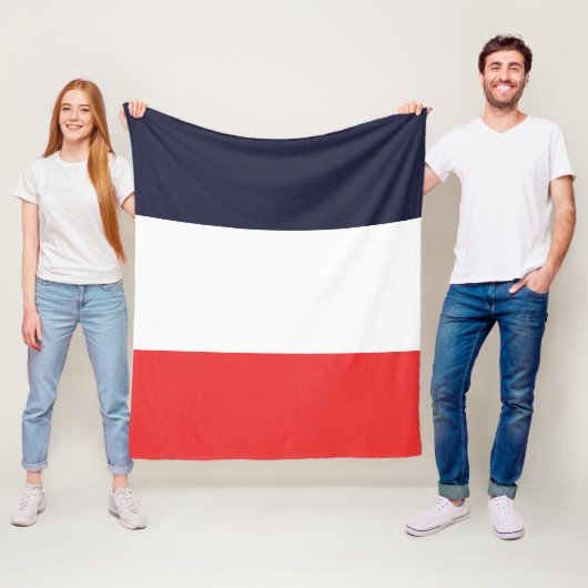 青、白、赤のストライプ フリースブランケット (インサイチュ)