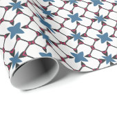 青、白、赤の幾何学的パターン ラッピングペーパー (ロールコーナー)