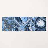 青、白、金ゴールドの大理石の渦巻き流体アート ヨガマット (正面(横))