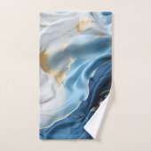 青、白、金ゴールド大理石（絹） バスタオルセット (ハンドタオル)