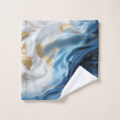 青、白、金ゴールド大理石（絹） バスタオルセット (ウォッシュタオル)