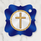 青、白、金ゴールド、教会はパーソナライズされたラベルを支持 フェイバータグ (裏面)