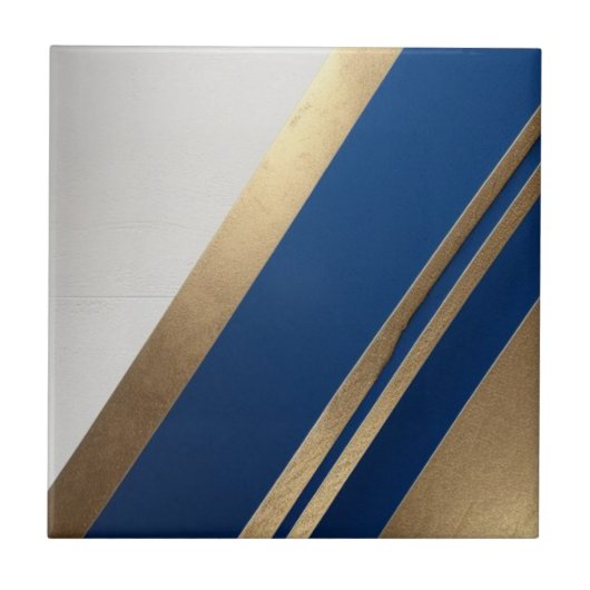 青、白、金色のセラミックタイル タイル (正面)