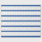 青、白、銀ストライプオーナメント ラッピングペーパー (フラット)