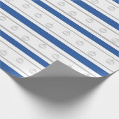 青、白、銀ストライプオーナメント ラッピングペーパー (角)