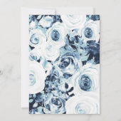 青 白 銀 冬のウェディング ヴィンテージ ローズ 招待状 (裏面)