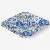 青、白、黄のフローラパター地中海のン ペーパープレート (傾斜あり)