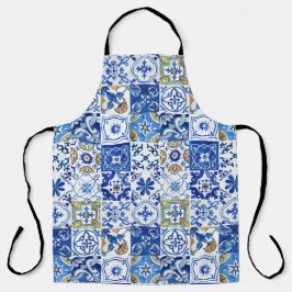 青、白、黄色の水色地中海の エプロン