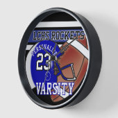 青、白、黒のサッカージャージー | 編集可能 壁時計 (傾斜)