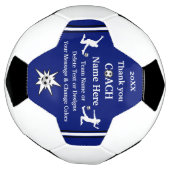 青、白、黒のサッカーパーソナライズされたコーチの贈り物 サッカーボール (回転)