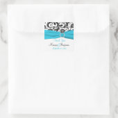 青、白、黒のダマスクの結婚式の好意ステッカー スクエアシール (バッグ)