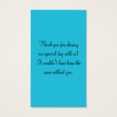 青、白、黒のダマスクの結婚式メッセージカード (裏面)