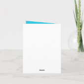 青、白、黒のダマスク感謝カード サンキューカード (裏面)