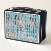 青、白、黒の抽象芸術アート メタルランチボックス (裏面)