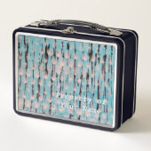 青、白、黒の抽象芸術アート メタルランチボックス (正面)