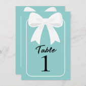 青（白） Bows Coquetテーブル番号 招待状 (正面/裏面)