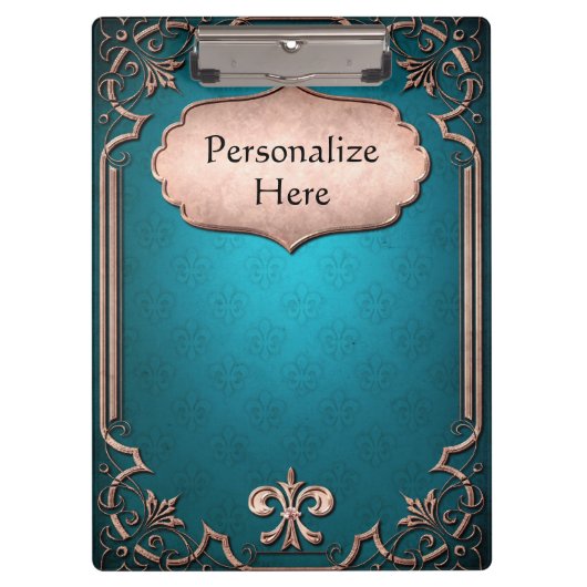 青(紋章の)フラ・ダ・リ(ブロンズビクトリアントリム) クリップボード (正面)