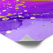 青、紫と金のインクの誕生日パーティへようこそ ポスター (角)