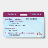 青/紫のサービスドッグIDカードバッジ バッジ (裏面)