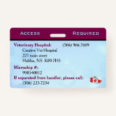 青/紫のサービスドッグIDカードバッジ バッジ (裏面)