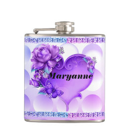 青/紫のテクスチャ付きフラスコ(ハートとダイヤモンド) フラスク