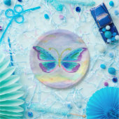 青、紫色およびマゼンタの蝶紙皿 ペーパープレート (パーティー)