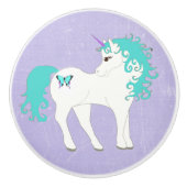 青、紫色および白いユニコーンのノブ セラミックノブ (正面)