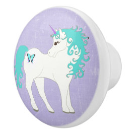 青、紫色および白いユニコーンのノブ セラミックノブ