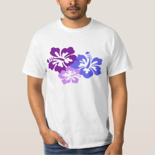 青、紫色および薄紫の項目ハイビスカスの花 Tシャツ