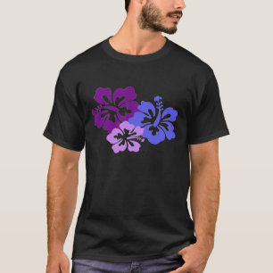 青、紫色および薄紫の項目ハイビスカスの花 Tシャツ