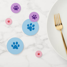 青、紫色および赤い足のプリント コンフェッティ