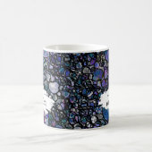 青、紫色及び黒の抽象芸術、ブラシストローク及び名前 コーヒーマグカップ (中央)