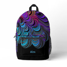 青、紫、グレーの流れる波（ブラック）