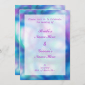 青、紫、ターコイズのウェディング 招待状 (正面/裏面)