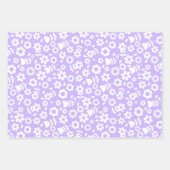 青、紫、ピンクの混合春の花 ラッピングペーパーシート (正面3)