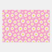 青、紫、ピンクの混合春デイジー  ラッピングペーパーシート (正面)