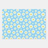 青、紫、ピンクの混合春デイジー  ラッピングペーパーシート (正面3)