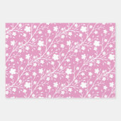 青、紫、ピンク色の数々の春の花 ラッピングペーパーシート (正面3)
