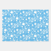 青、紫、ピンク色の数々の春の花 ラッピングペーパーシート (正面)