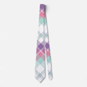 青、紫、ピンク、白の格子縞 ネクタイ (正面)