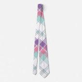 青、紫、ピンク、白の格子縞 ネクタイ (裏面)
