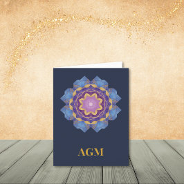 青、紫、ピンク、金ゴールド抽象芸術ノートカード サンキューカード