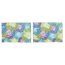 青、紫、ライムグリーンタム 枕カバー