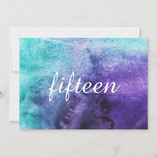 青(紫)水彩 – 表番号 招待状 (正面)