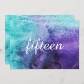 青(紫)水彩 – 表番号 招待状 (正面/裏面)