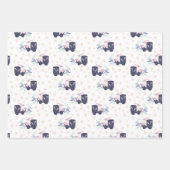 青、紫、白のバニーラビットイースター ラッピングペーパーシート (正面2)