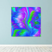 青、紫、緑のゴージャスな抽象芸術 キャンバスプリント (インサイチュ (ウッドフロア))