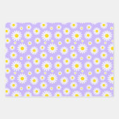 青、紫、緑の混合春デイジー ラッピングペーパーシート (正面3)