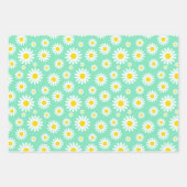青、紫、緑の混合春デイジー ラッピングペーパーシート (正面3)